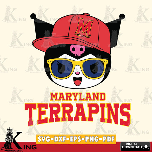 Maryland Terrapins Kuromi Football Cool SVG file, Cricut, Cut file  , Digital Download , Instant Download, Sanrio svg, Clipart