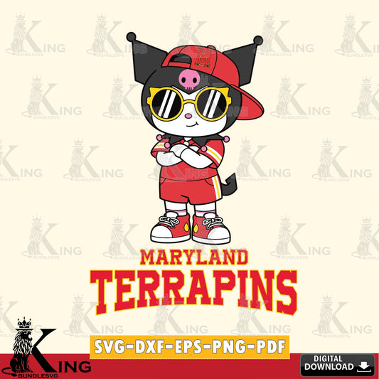 Maryland Terrapins Kuromi Football Jersey SVG file, Cricut, Cut file  , Digital Download , Instant Download, Sanrio svg, Clipart