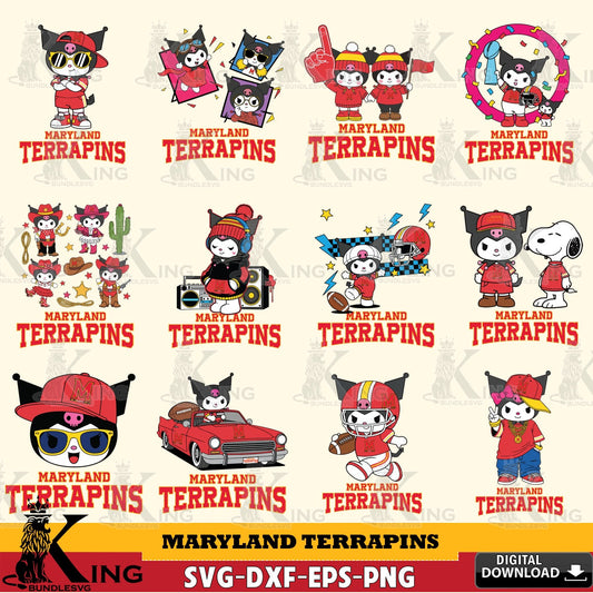 Maryland Terrapins Kuromi Football Jersey NCAA Bundle SVG file, Cricut, Cut file  , Digital Download , Instant Download, Sanrio svg, Clipart