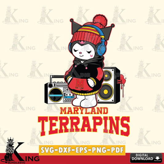 Maryland Terrapins Kuromi Football Music SVG file, Cricut, Cut file  , Digital Download , Instant Download, Sanrio svg, Clipart