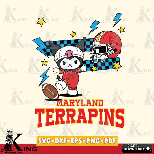 Maryland Terrapins Kuromi Game Day SVG file, Cricut, Cut file  , Digital Download , Instant Download, Sanrio svg, Clipart