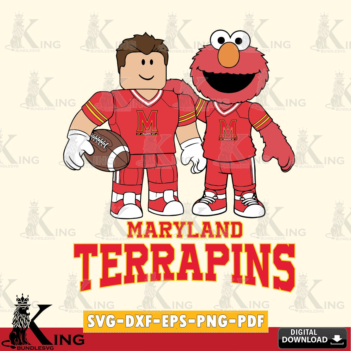 Maryland Terrapins Roblox & Elmo Football SVG file , NCAA Cricut,  File cut , Digital Download , PDF File