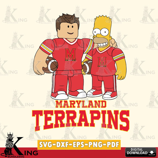 Maryland Terrapins Roblox & Homer Simpson Football SVG file , NCAA Cricut,  File cut , Digital Download , PDF File