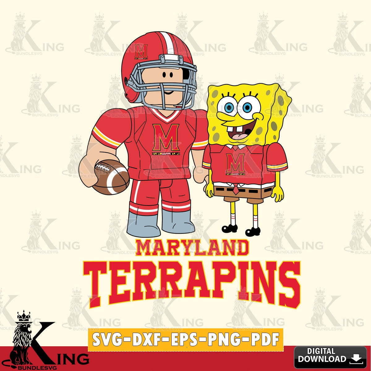 Maryland Terrapins Roblox & Spongebob Football SVG file , NCAA Cricut,  File cut , Digital Download , PDF File