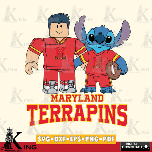 Maryland Terrapins Roblox & Stitch Football SVG file , NCAA Cricut,  File cut , Digital Download , PDF File