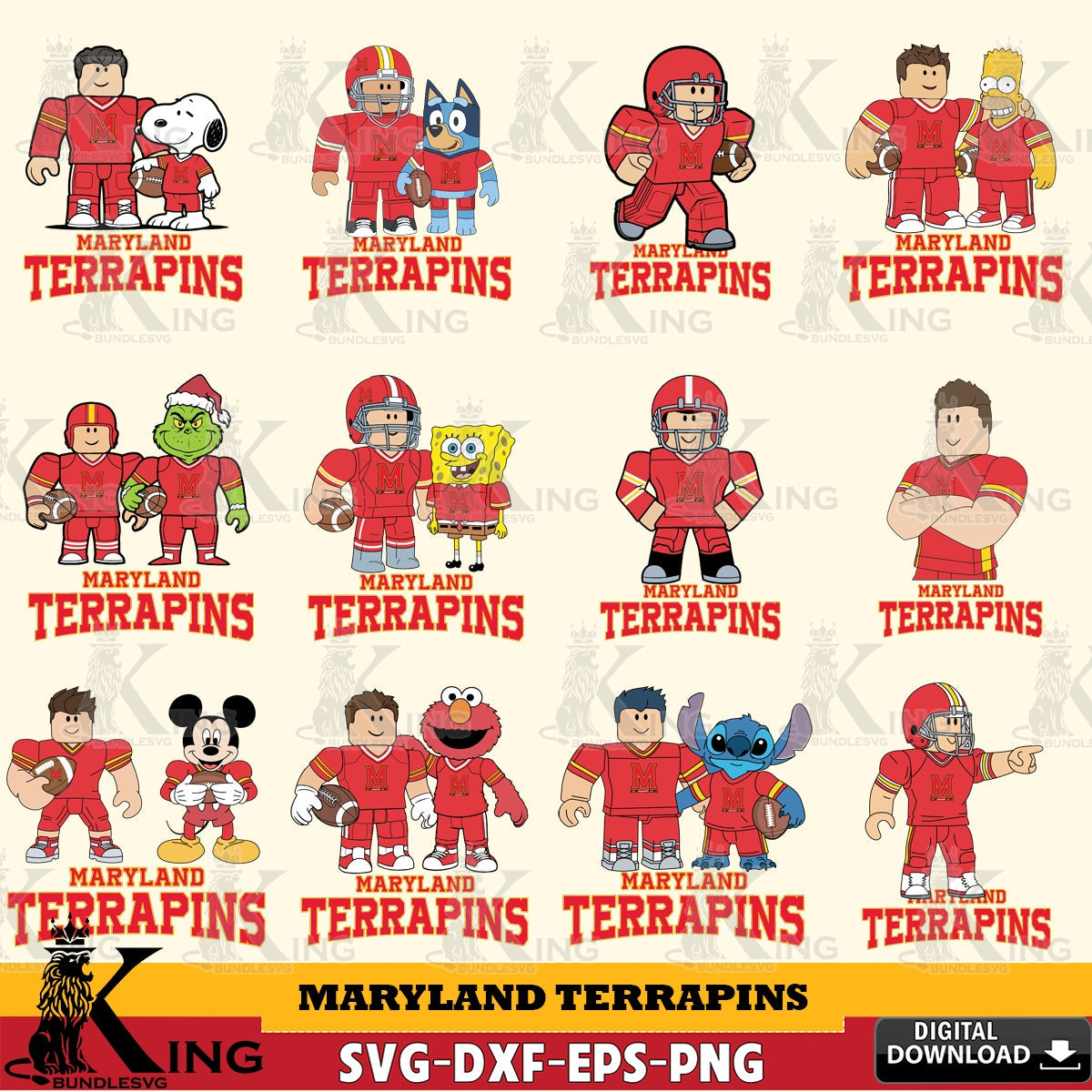 Maryland Terrapins Roblox With Friends football NCAA Bundle SVG file , NCAA Cricut,  File cut , Digital Download , PDF File