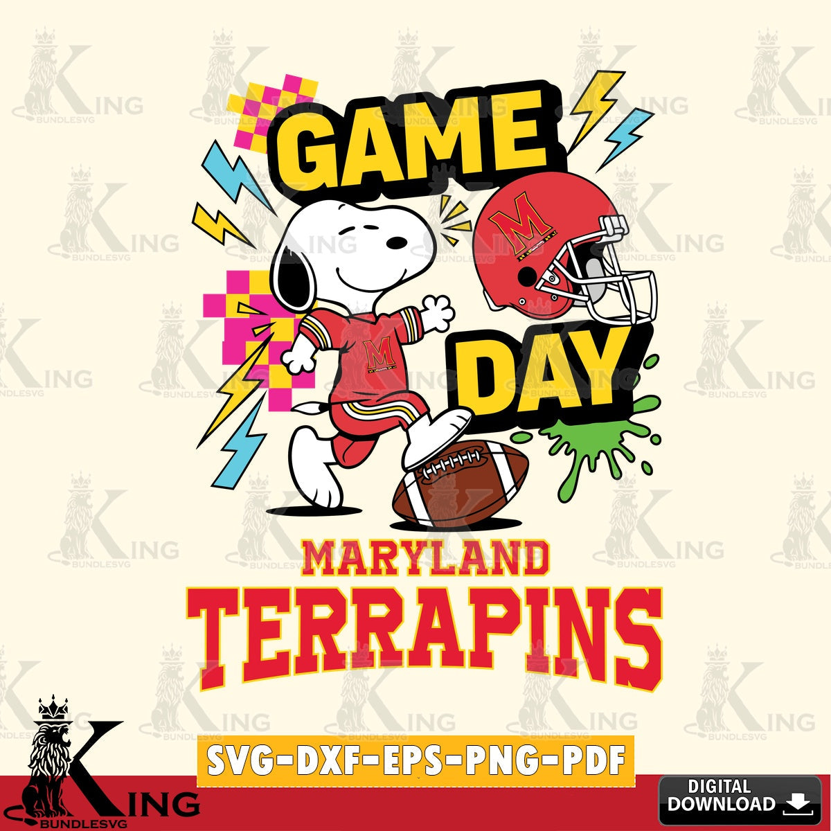 Maryland Terrapins Snoopy Game day SVG, Cricut, Cut file  , Digital Download , Instant Download, Peanuts svg, NCAA svg, Football svg, Sport svg