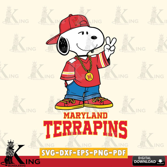 Maryland Terrapins Snoopy Say hi SVG, Cricut, Cut file  , Digital Download , Instant Download, Peanuts svg, NCAA svg, Football svg, Sport svg