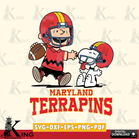 Maryland Terrapins Snoopy and Peanut Fun SVG, Cricut, Cut file  , Digital Download , Instant Download, Peanuts svg, NCAA svg, Football svg, Sport svg