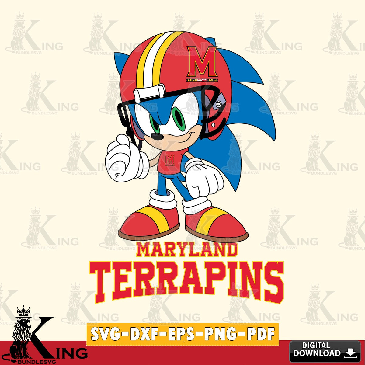 Maryland Terrapins Sonic Football Mascot SVG file, Vector , Digital Download , PDF File , Instant Download