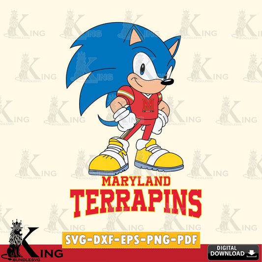 Custom design featuring Maryland Terrapins Sonic Football Star Mascot SVG cut file for personalized gifts and laser projects