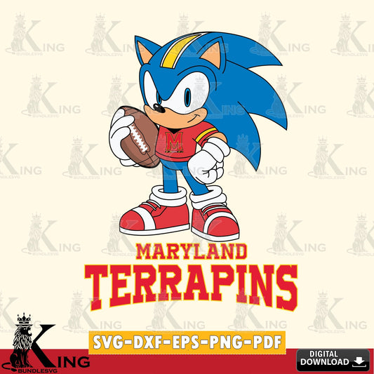 Printable art of Maryland Terrapins Sonic Game Day Ready vector illustration for POD merchandise and apparel