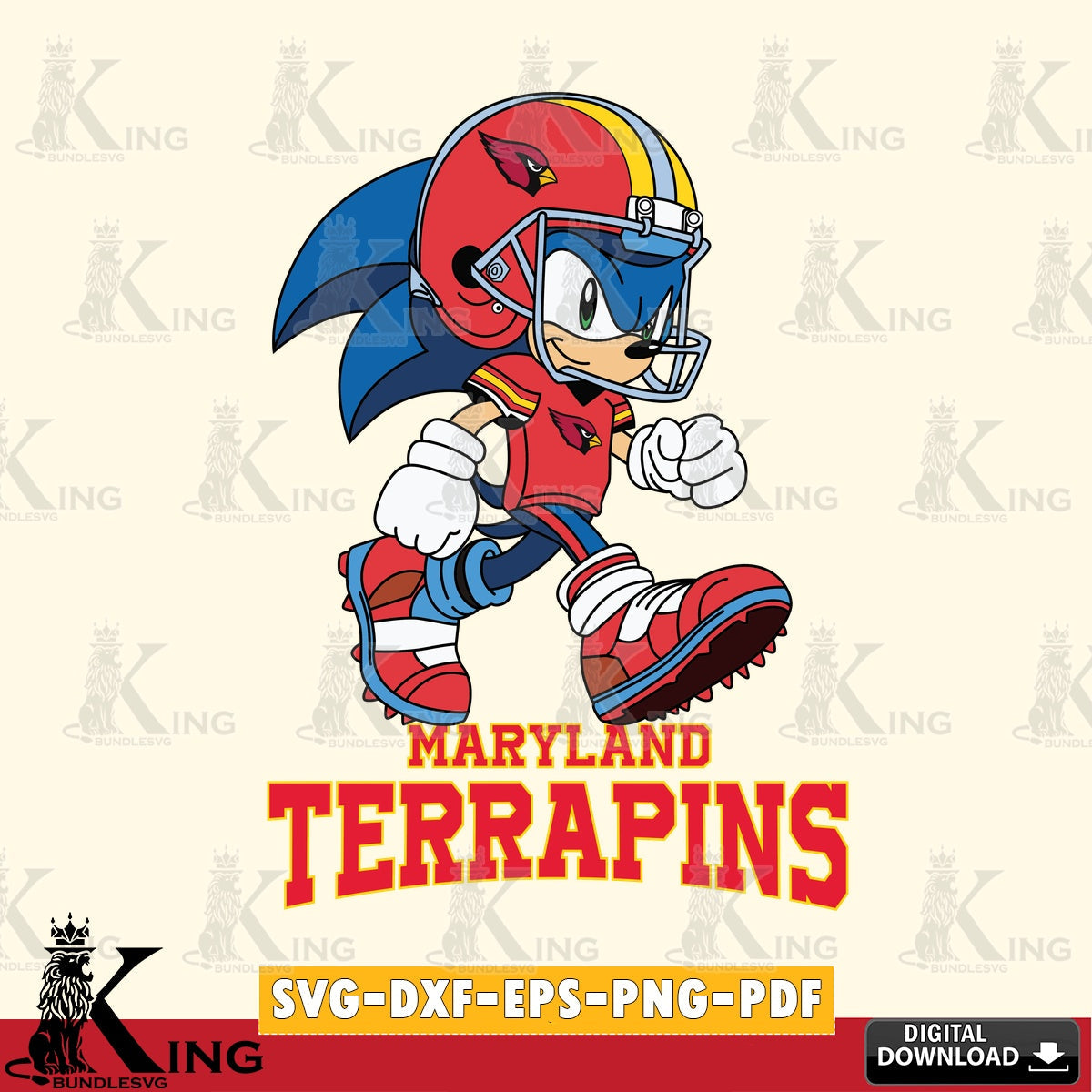 Custom design featuring Maryland Terrapins Sonic Ready Football PNG clipart for sublimation printing and graphic design