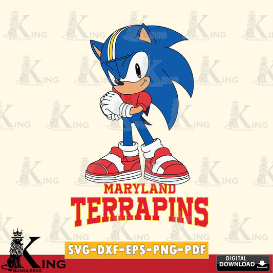 Beautiful illustration of Maryland Terrapins Sonic cute Football SVG PNG design suitable for Glowforge and laser cutting