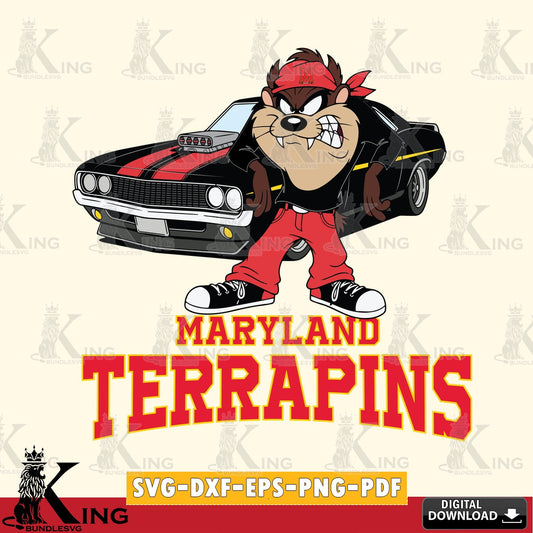 Maryland Terrapins Taz Racing Car SVG file, Cut file  , Digital Download , Instant Download, Taz svg, NCAA svg