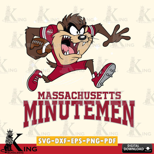 Massachusetts Minutemen Angry Taz Football SVG file, Cut file  , Digital Download , Instant Download, Taz svg, NCAA svg