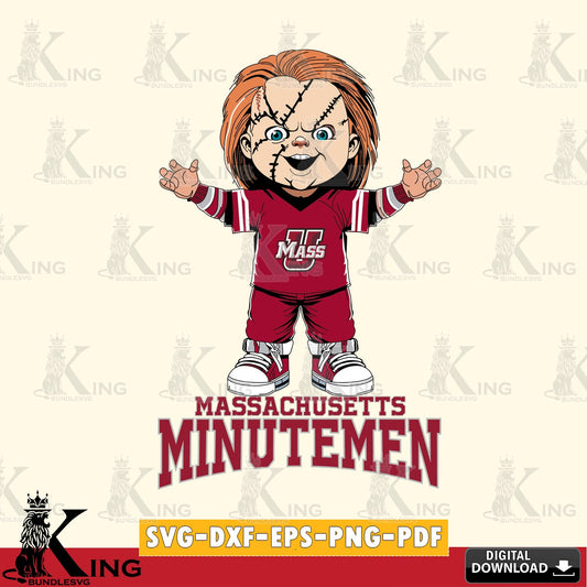 Exclusive set of Massachusetts Minutemen Chucky Football NCAA cut file, versatile clip art for stickers, decals, and mugs