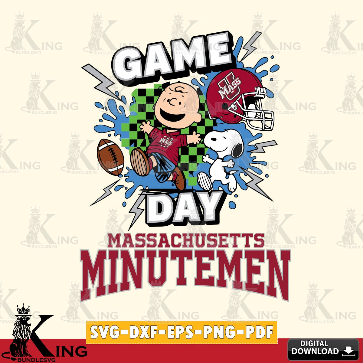 Massachusetts Minutemen Game Day Peanuts SVG, Cricut, Cut file  , Digital Download , Instant Download, Peanuts svg, NCAA svg, Football svg, Sport svg