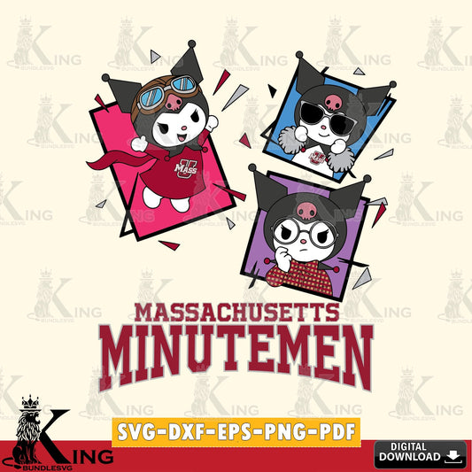 Massachusetts Minutemen Kuromi Action Football SVG file, Cricut, Cut file  , Digital Download , Instant Download, Sanrio svg, Clipart