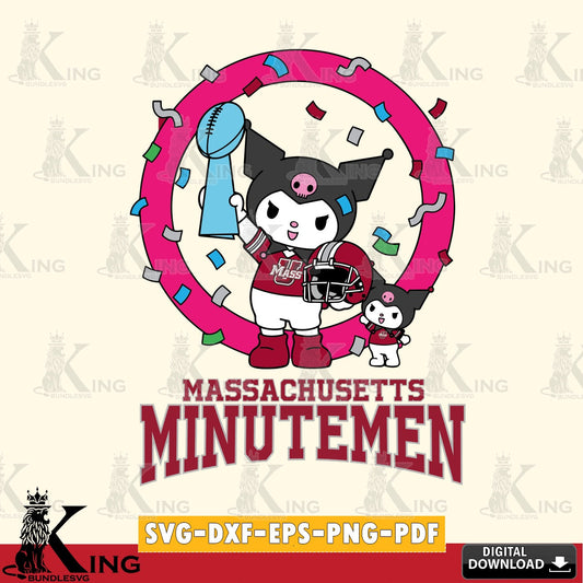 Massachusetts Minutemen Kuromi Football Champion SVG file, Cricut, Cut file  , Digital Download , Instant Download, Sanrio svg, Clipart