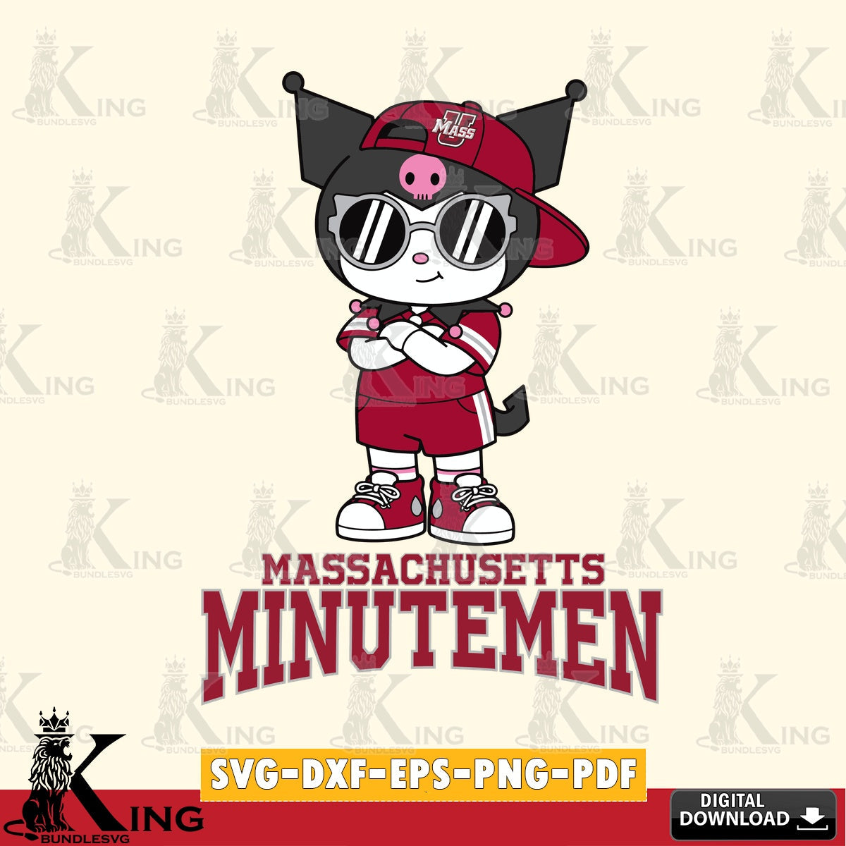 Massachusetts Minutemen Kuromi Football Jersey SVG file, Cricut, Cut file  , Digital Download , Instant Download, Sanrio svg, Clipart