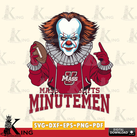 Huge collection of Massachusetts Minutemen Pennywise Player Football NCAA cut digital clipart compatible with laser engraving and