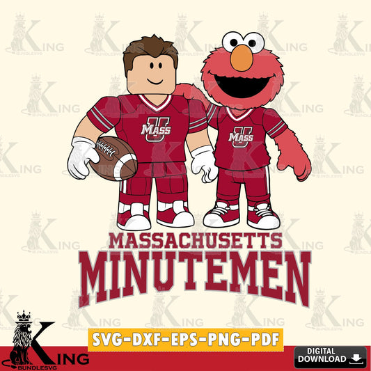 Massachusetts Minutemen Roblox & Elmo Football SVG file , NCAA Cricut,  File cut , Digital Download , PDF File