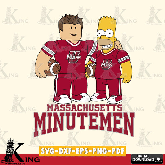 Massachusetts Minutemen Roblox & Homer Simpson Football SVG file , NCAA Cricut,  File cut , Digital Download , PDF File