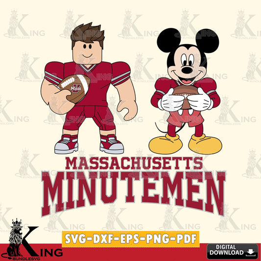 Massachusetts Minutemen Roblox & Mickey Football SVG file , NCAA Cricut,  File cut , Digital Download , PDF File