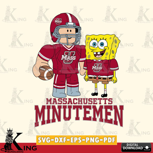 Massachusetts Minutemen Roblox & Spongebob Football SVG file , NCAA Cricut,  File cut , Digital Download , PDF File
