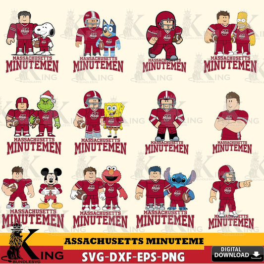 Massachusetts Minutemen Roblox With Friends football NCAA Bundle SVG file , NCAA Cricut,  File cut , Digital Download , PDF File
