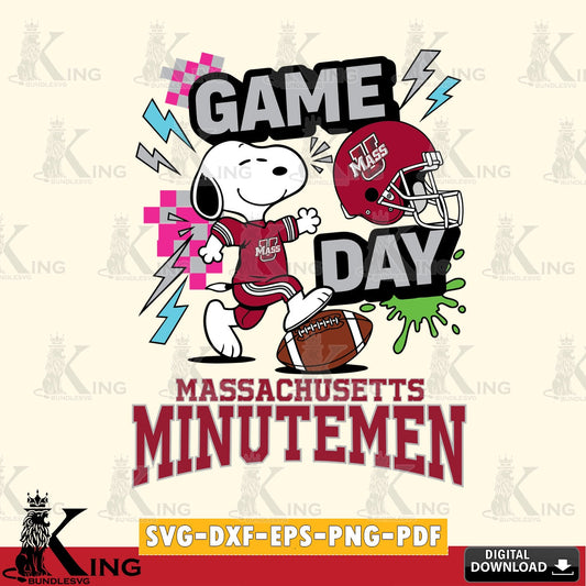 Massachusetts Minutemen Snoopy Game day SVG, Cricut, Cut file  , Digital Download , Instant Download, Peanuts svg, NCAA svg, Football svg, Sport svg