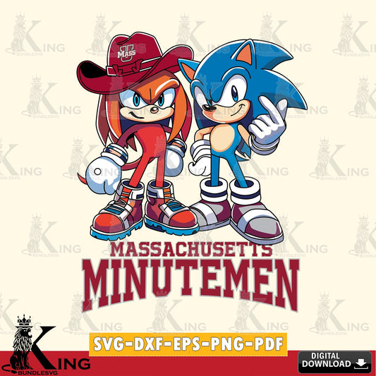 Huge collection of Massachusetts Minutemen Sonic & Knuckles Football Mascot vector SVG PNG files perfect for Cricut and