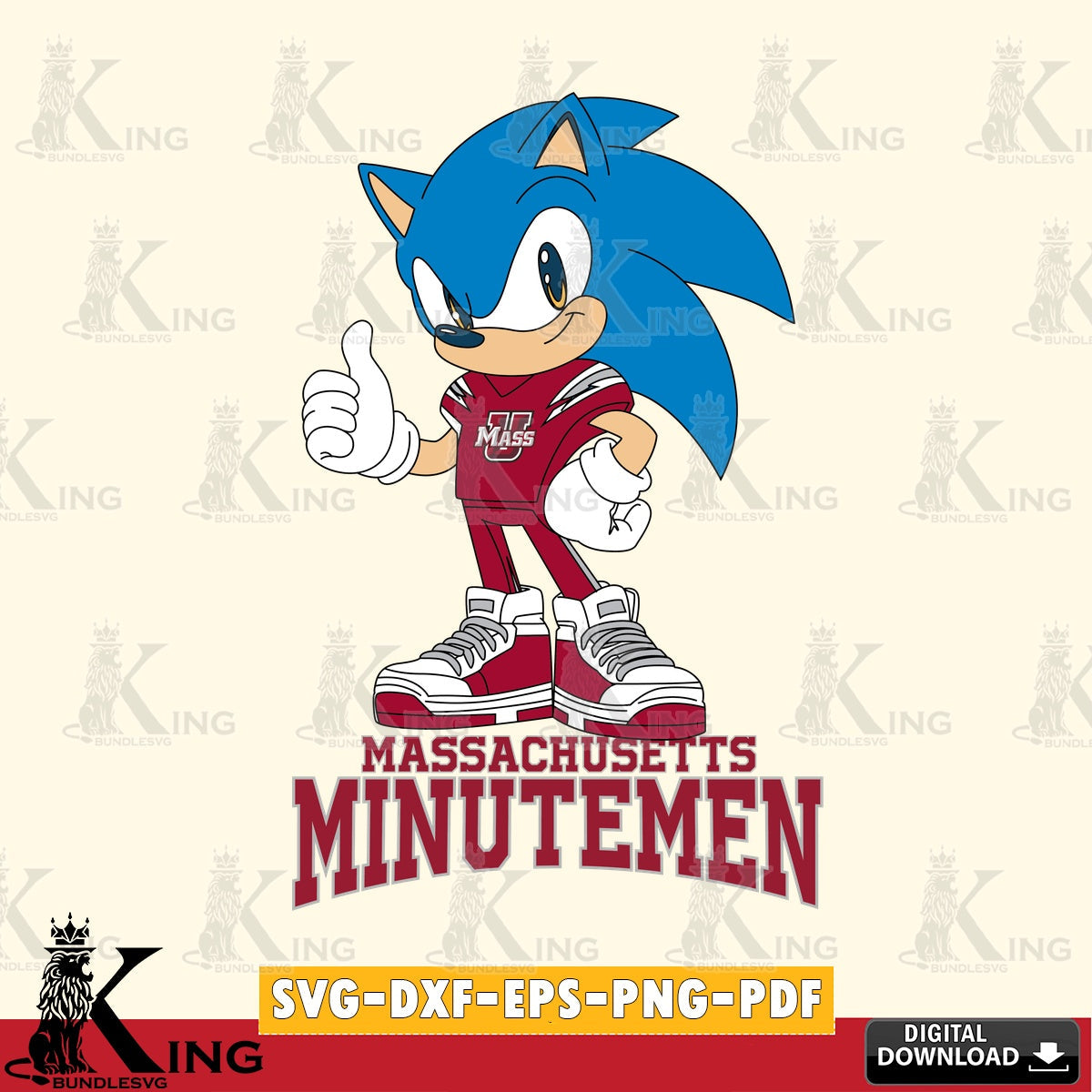 Ultimate set containing Massachusetts Minutemen Sonic Like Football vector art for engraving, cutting, and printing.
