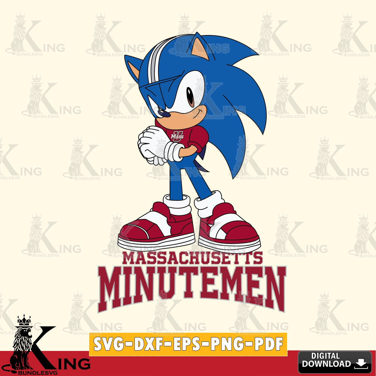 Variety pack of Massachusetts Minutemen Sonic cute Football digital file for silhouette cameo and cricut projects