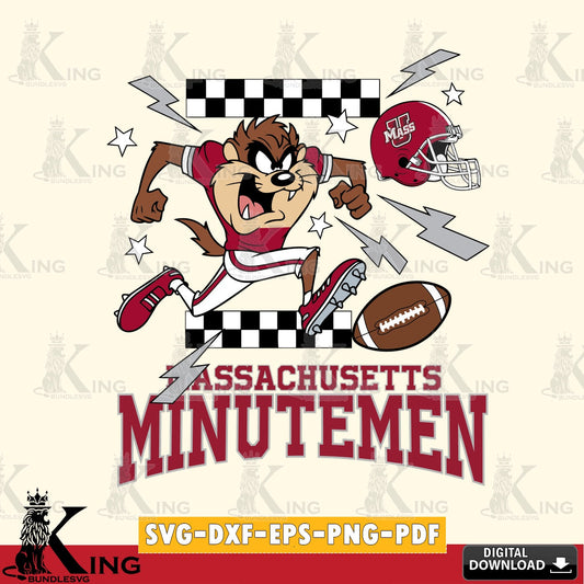 Massachusetts Minutemen Taz Football Lightning SVG file, Cut file  , Digital Download , Instant Download, Taz svg, NCAA svg