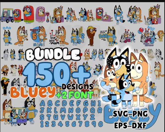 150+ Mega Bluuey Bundle, Bluuey Cut Files For Cricut, for Cricut, Silhouette, Digital download ,Instant Download