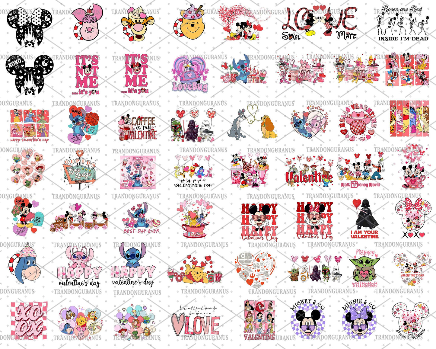 Mega Bundle Mickey Valentine Designs, Happy Valentine Png , Digital download , Instant Download