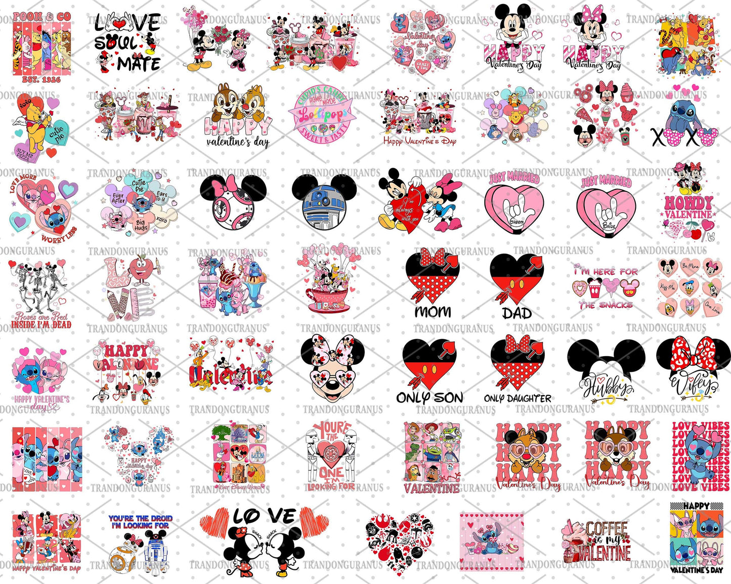 Mega Bundle Mickey Valentine Designs, Happy Valentine Png , Digital download , Instant Download