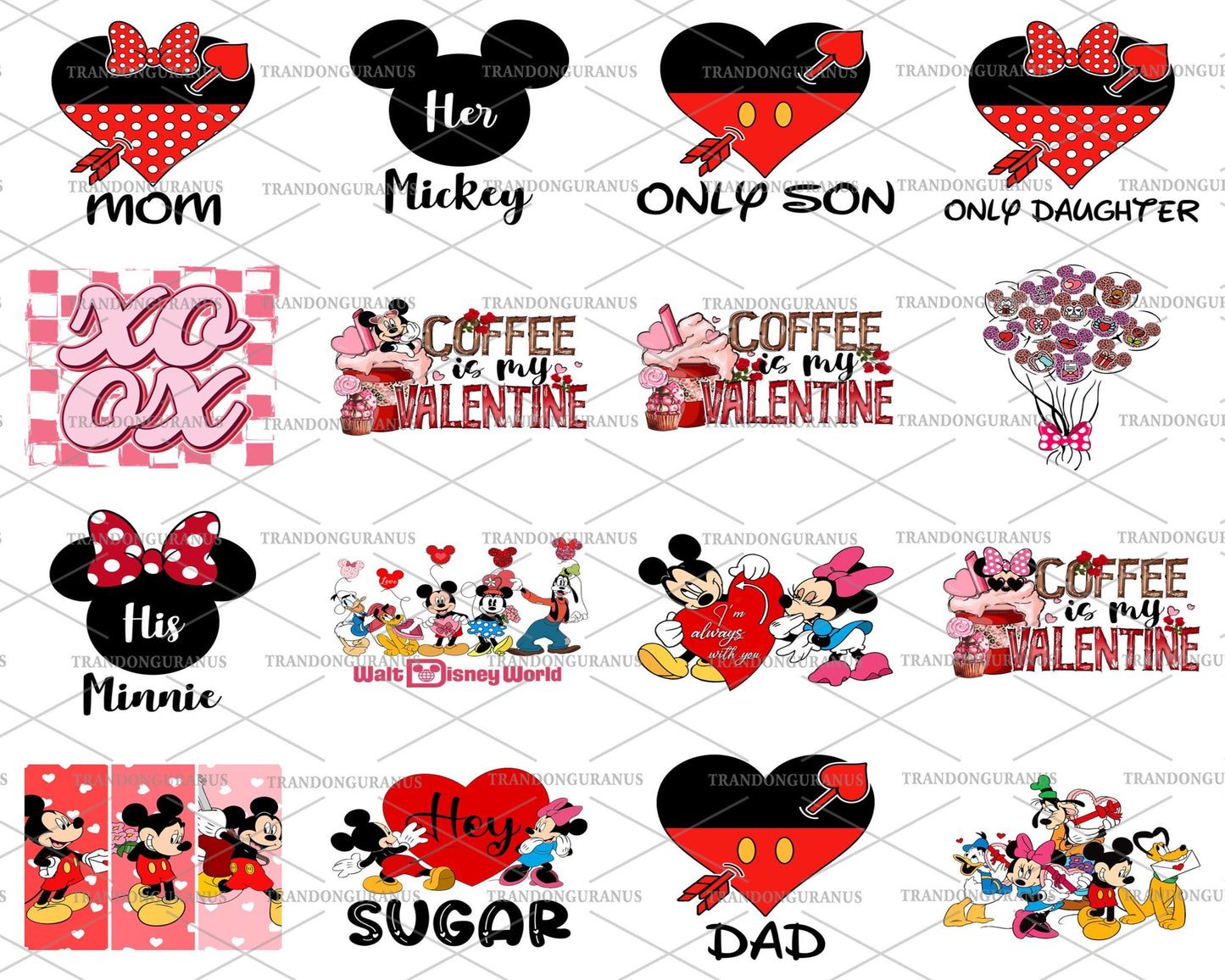 Mega Bundle Mickey Valentine Designs, Happy Valentine Png , Digital download , Instant Download