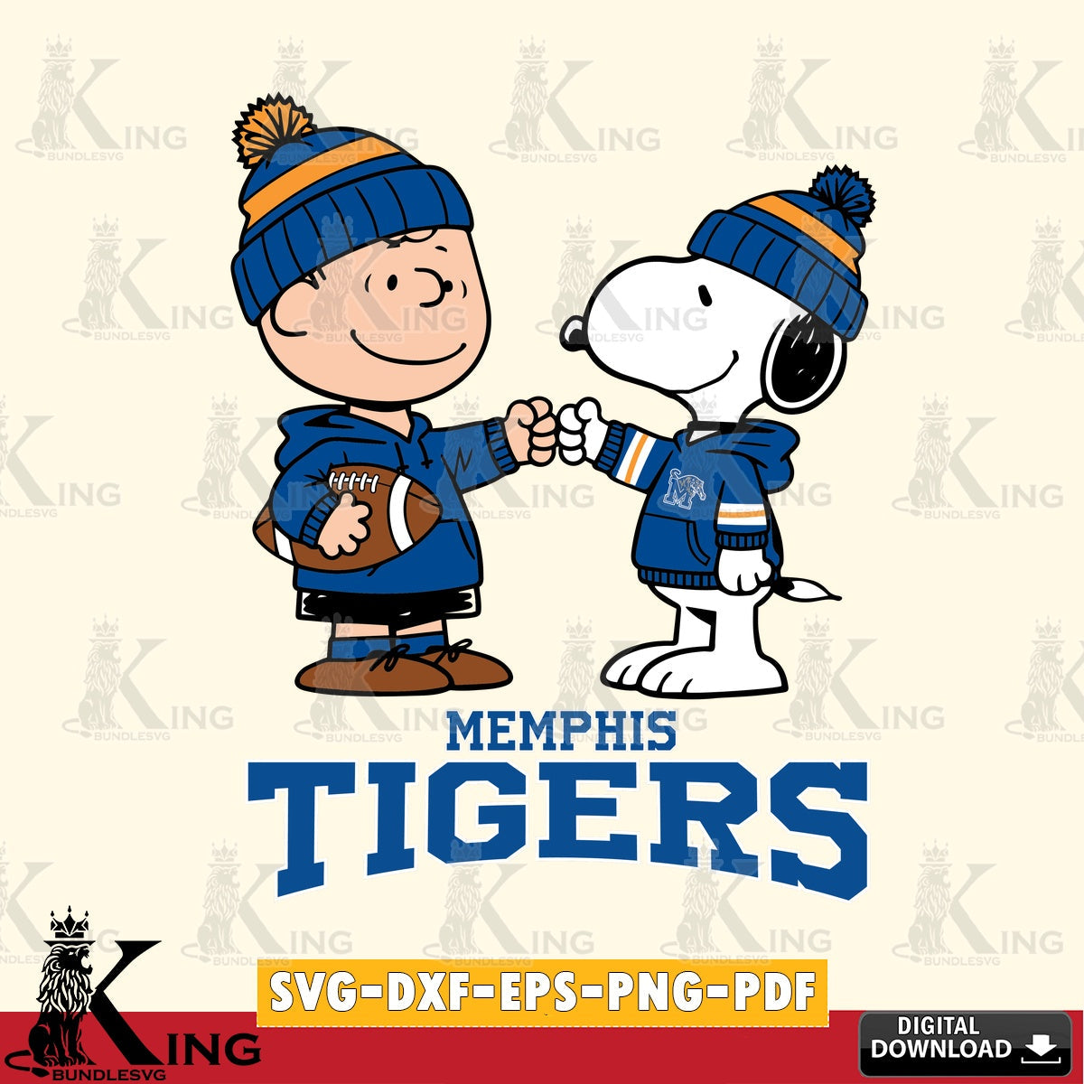 Memphis Tigers CharlieBrown Football Fist Bump SVG, Cricut, Cut file  , Digital Download , Instant Download, Peanuts svg, NCAA svg, Football svg, Sport svg