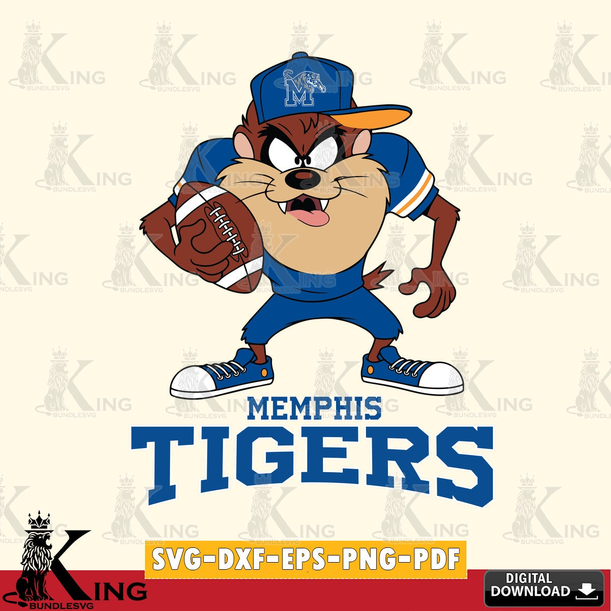 Memphis Tigers Đồng phục bóng đá Taz SVG file, Cut file  , Digital Download , Instant Download, Taz svg, NCAA svg