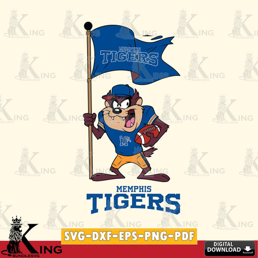 Memphis Tigers Football Taz Flag Art SVG file, Cut file  , Digital Download , Instant Download, Taz svg, NCAA svg