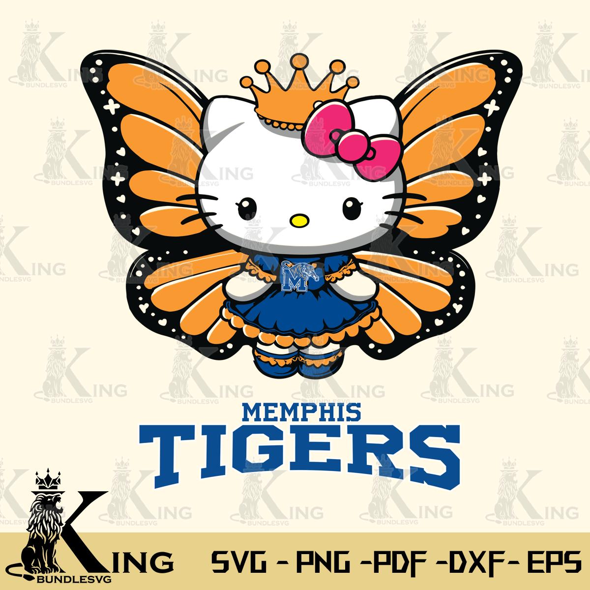 Memphis Tigers Kitty Wings & Flowers Svg Eps Dxf Png File, Digital Download