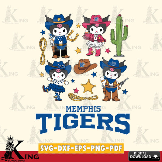Memphis Tigers Kuromi Cowboy Western SVG file, Cricut, Cut file  , Digital Download , Instant Download, Sanrio svg, Clipart
