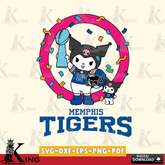 Memphis Tigers Kuromi Football Champion SVG file, Cricut, Cut file  , Digital Download , Instant Download, Sanrio svg, Clipart