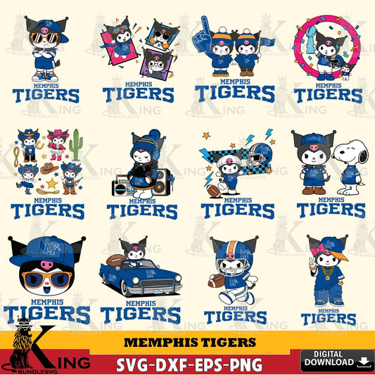 Memphis Tigers Kuromi Football Jersey NCAA Bundle SVG file, Cricut, Cut file  , Digital Download , Instant Download, Sanrio svg, Clipart