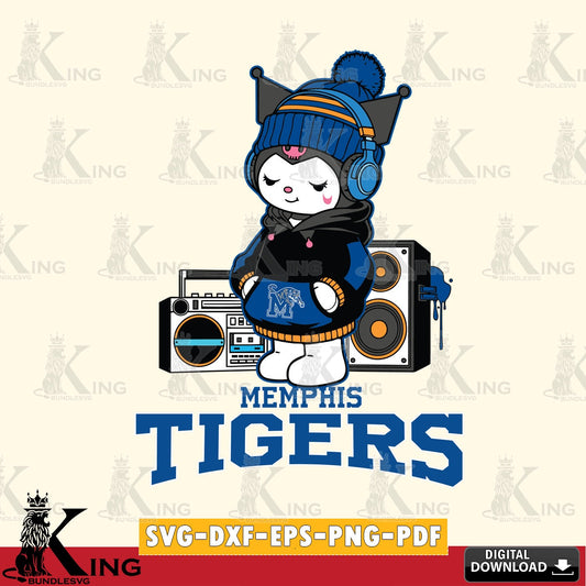 Memphis Tigers Kuromi Football Music SVG file, Cricut, Cut file  , Digital Download , Instant Download, Sanrio svg, Clipart
