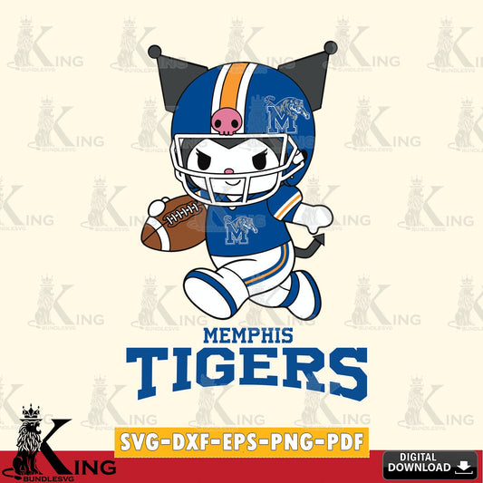 Memphis Tigers Kuromi Football Run SVG file, Cricut, Cut file  , Digital Download , Instant Download, Sanrio svg, Clipart