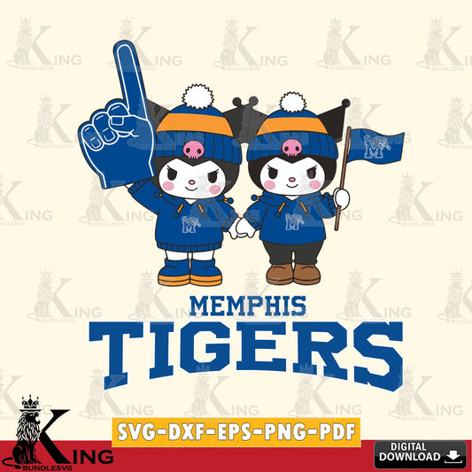 Memphis Tigers Kuromi rugby Fan SVG file, Cricut, Cut file  , Digital Download , Instant Download, Sanrio svg, Clipart